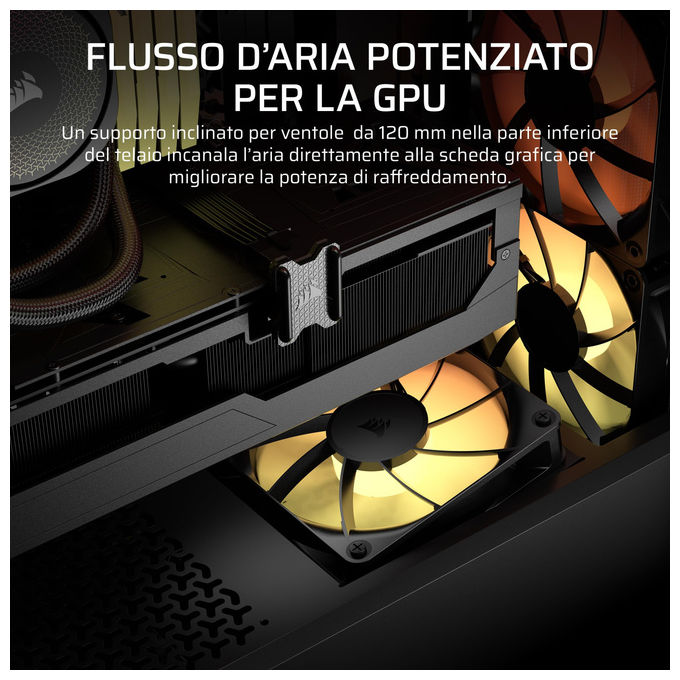 Corsair 3200D RS ARGB, case PC mid tower, 3 ventole RS120 ARGB, compatibile reverse motherboard, radiatore 360 mm, vetro temperato, Smoke