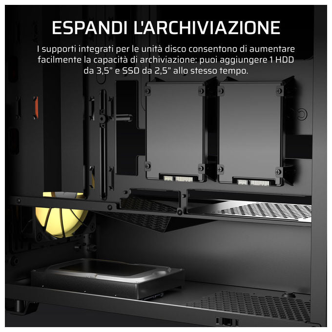 Corsair 3200D RS ARGB, case PC mid tower, 3 ventole RS120 ARGB, compatibile reverse motherboard, radiatore 360 mm, vetro temperato, Smoke