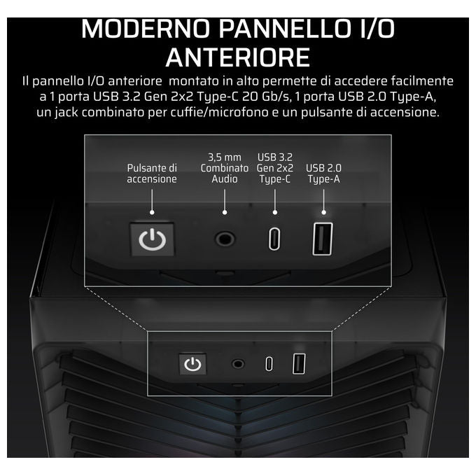 Corsair 3200D RS ARGB, case PC mid tower, 3 ventole RS120 ARGB, compatibile reverse motherboard, radiatore 360 mm, vetro temperato, Smoke
