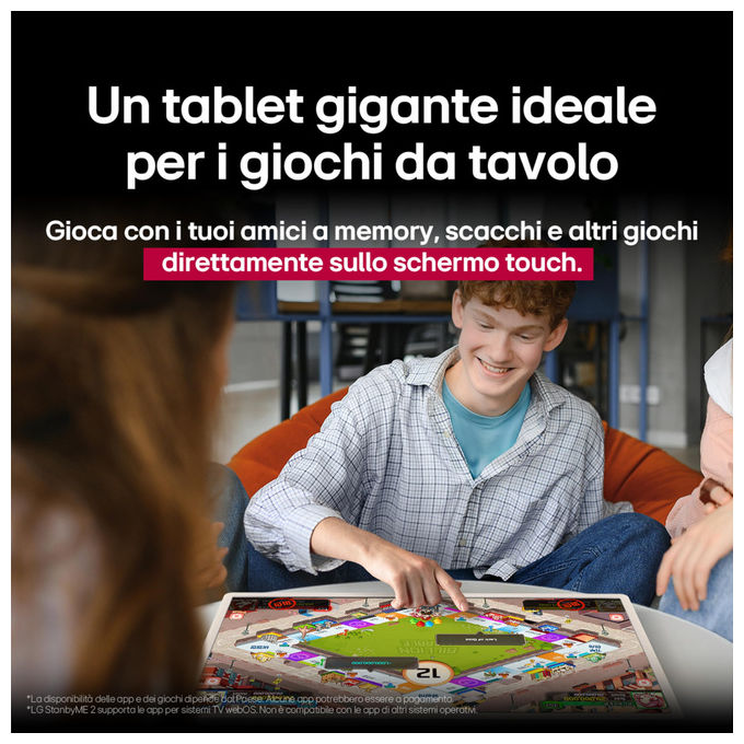 LG StanbyME 2 27LX6TDGA, monitor portatile touchscreen 27 pollici QHD, batteria 4 ore, webOS, Dolby Vision, Dolby Atmos, Wi-Fi, HDMI, USB-C