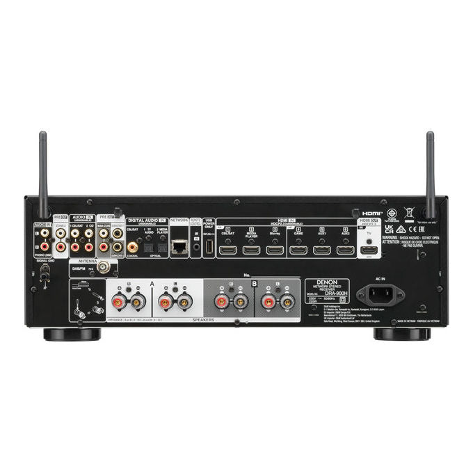 Denon DRA-900H sintoamplificatore stereo 2.2 canali, 100 W, Wi-Fi, Bluetooth, AirPlay 2, HEOS, HDMI 8K, DAB+, nero