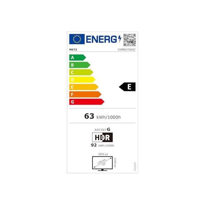 Metz smart tv 55 pollici QD MiniLED 4K, Google TV, schermo opaco antiriflesso, Dolby Vision, Dolby Atmos, HDR10+, MEMC, 55MNH7000Z