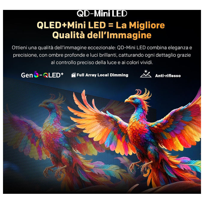 Metz smart tv 55 pollici QD MiniLED 4K, Google TV, schermo opaco antiriflesso, Dolby Vision, Dolby Atmos, HDR10+, MEMC, 55MNH7000Z