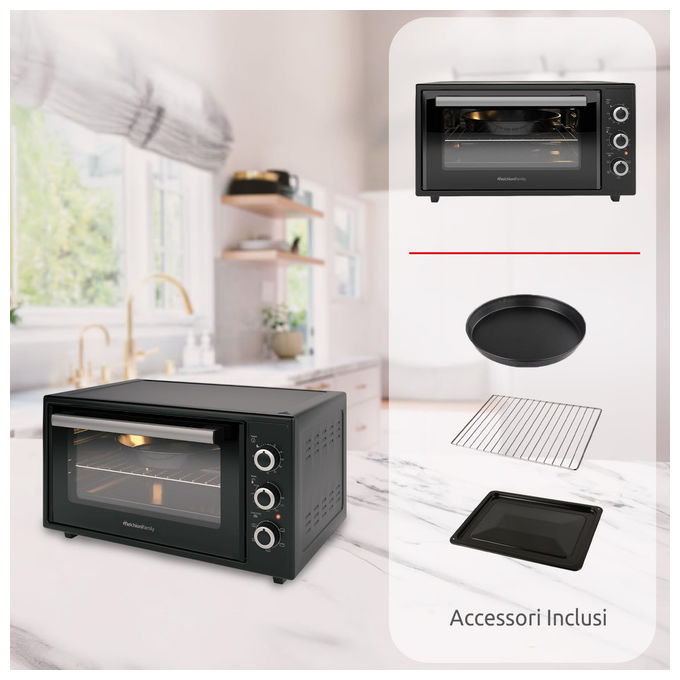 Melchioni forno elettrico ventilato Ardente 45, 45 litri, 300°C, 1634W, timer 90 minuti, nero