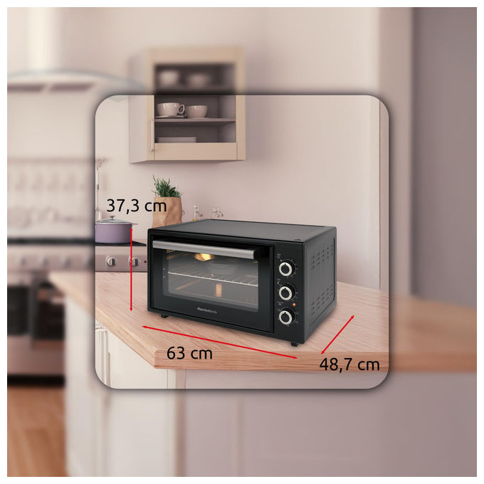 Melchioni forno elettrico ventilato Ardente 45, 45 litri, 300°C, 1634W, timer 90 minuti, nero