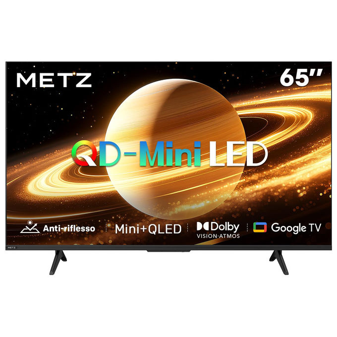 Metz smart tv 65 pollici QD MiniLED 4K, Google TV, Dolby Vision, HDR10+, Full Array Local Dimming, MEMC, Dolby Atmos, DVB-T2