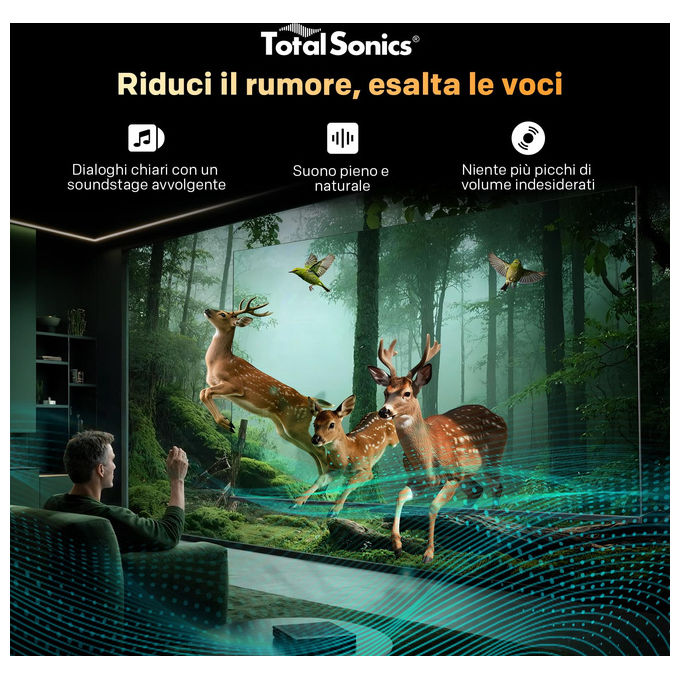 Metz smart tv 65 pollici QD MiniLED 4K, Google TV, Dolby Vision, HDR10+, Full Array Local Dimming, MEMC, Dolby Atmos, DVB-T2