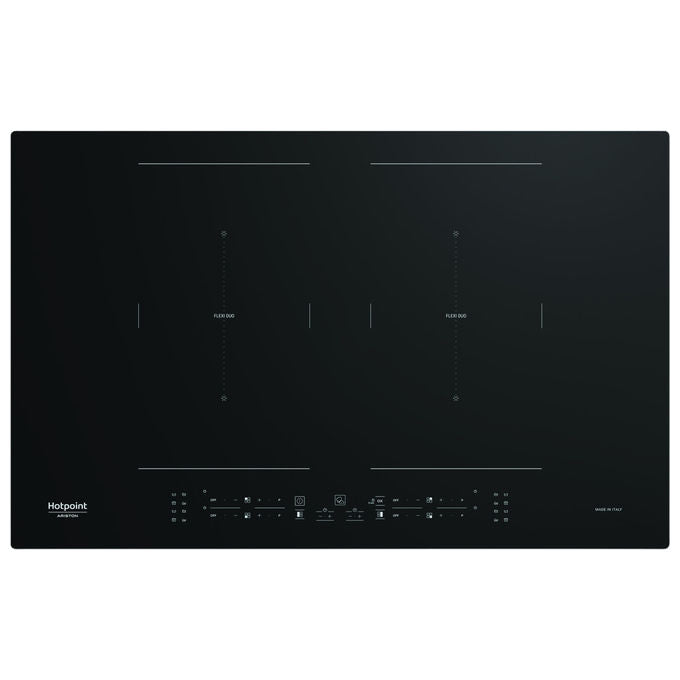 Hotpoint piano cottura a induzione HB 5177C NE, 77 cm, 4 zone, funzione bridge, touch, nero, da incasso