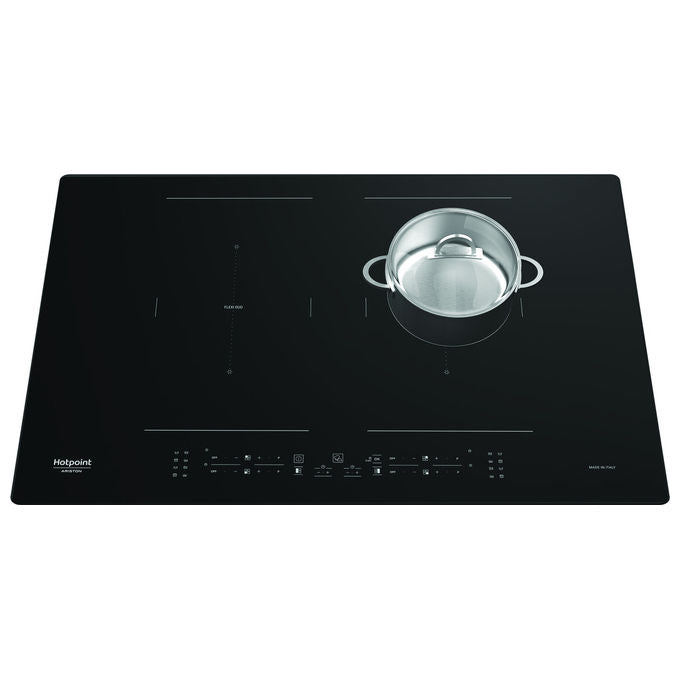 Hotpoint piano cottura a induzione HB 5177C NE, 77 cm, 4 zone, funzione bridge, touch, nero, da incasso