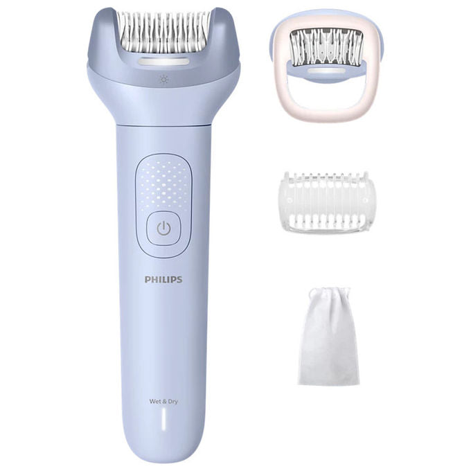 Philips epilatore serie 8000 BRE708-00, senza fili, wet and dry, 32 pinzette, testina ProGuide, autonomia 60 min, blu