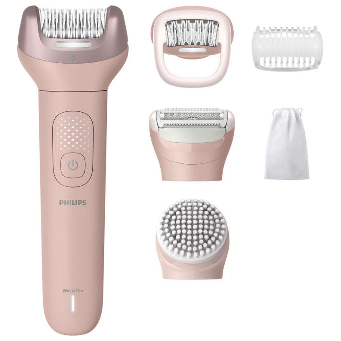 Philips BRE718-00 Series 9000 Epilatore Wet and Dry senza filo 32 pinzette ceramica 6 accessori autonomia 60 min colore Rosa