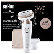 Braun 9-011 3D Silk-épil 9 Flex Epilatore wet dry testa flessibile 360° 40 pinzette MicroGrip colore Oro