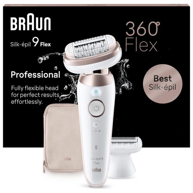 Braun 9-011 3D Silk-épil 9 Flex Epilatore wet dry testa flessibile 360° 40 pinzette MicroGrip colore Oro