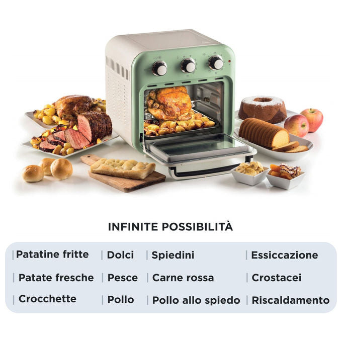 Ariete 4632 Vintage Friggitrice ad aria 2in1 16 L 1400 W Timer 60 min Temperatura 80-230°C colore Verde