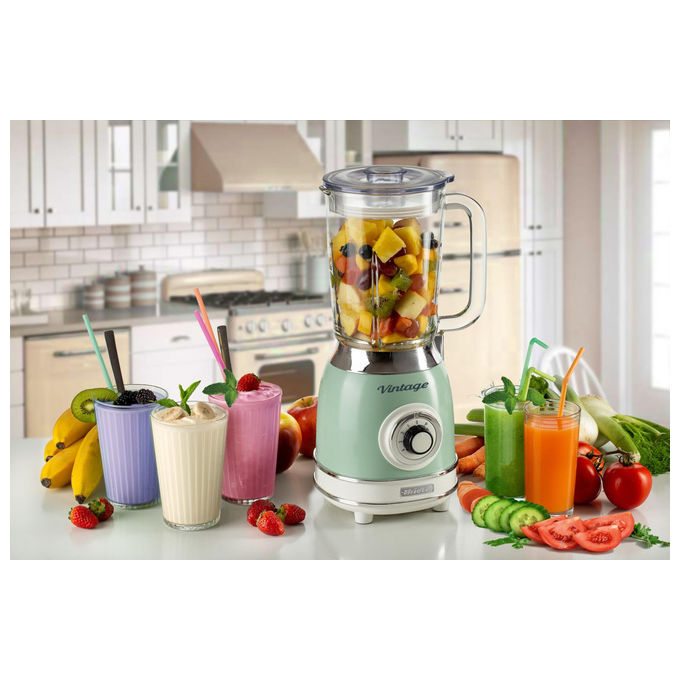 Ariete 583 Vintage Frullatore da tavolo 1,5 L 1000 W 4 Lame Acciaio Inox 4 Velocita' Pulse Tritaghiaccio colore Verde