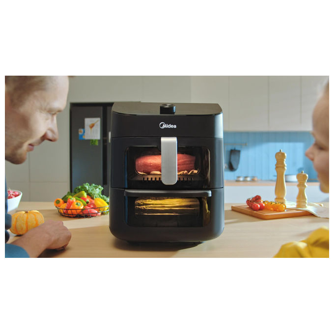 Midea friggitrice ad aria MAD1100DADK, 11 litri doppia zona, 1700w, tecnologia HeatXpress, 10 programmi, connessione IoT, nero