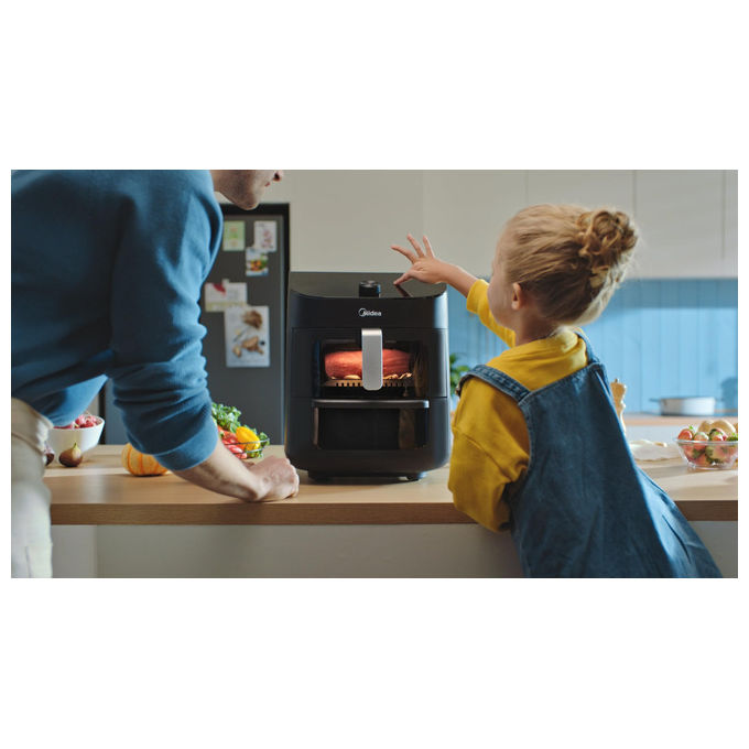 Midea friggitrice ad aria MAD1100DADK, 11 litri doppia zona, 1700w, tecnologia HeatXpress, 10 programmi, connessione IoT, nero