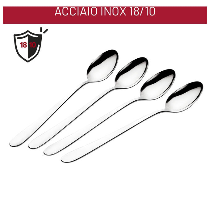 Lagostina Lavinia set 4 cucchiaini da caffe', acciaio inox 18-10, finitura lucida a specchio, lavabili in lavastoviglie