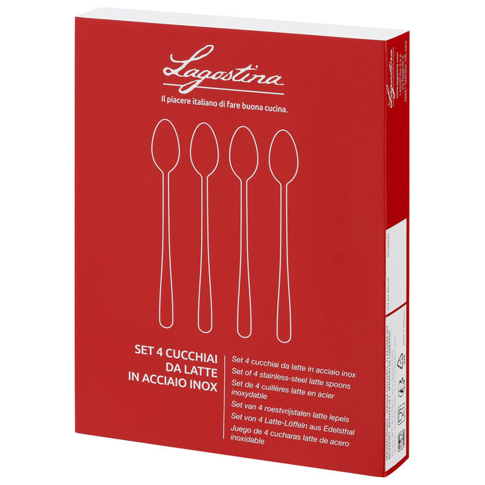 Lagostina Lavinia set 4 cucchiaini da caffe', acciaio inox 18-10, finitura lucida a specchio, lavabili in lavastoviglie