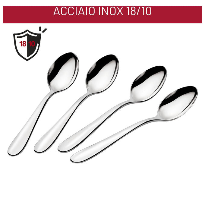 Lagostina Lavinia set 4 cucchiaini da caffe' espresso, acciaio inox 18-10, lavabile in lavastoviglie