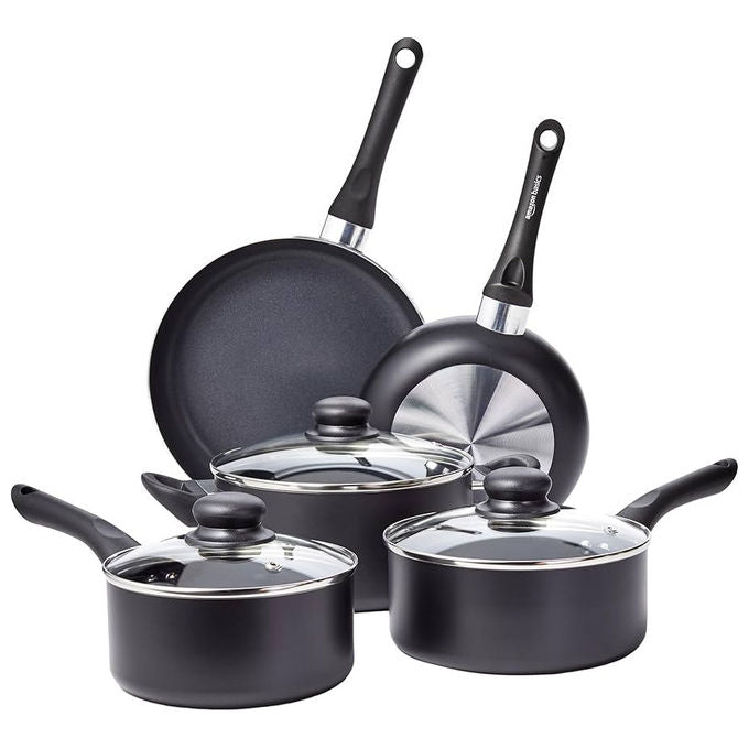 Castey batteria da cucina 8 pezzi, acciaio inox 18-10, antiaderente senza PFOA, bianca, compatibile induzione, BAT-C8WH