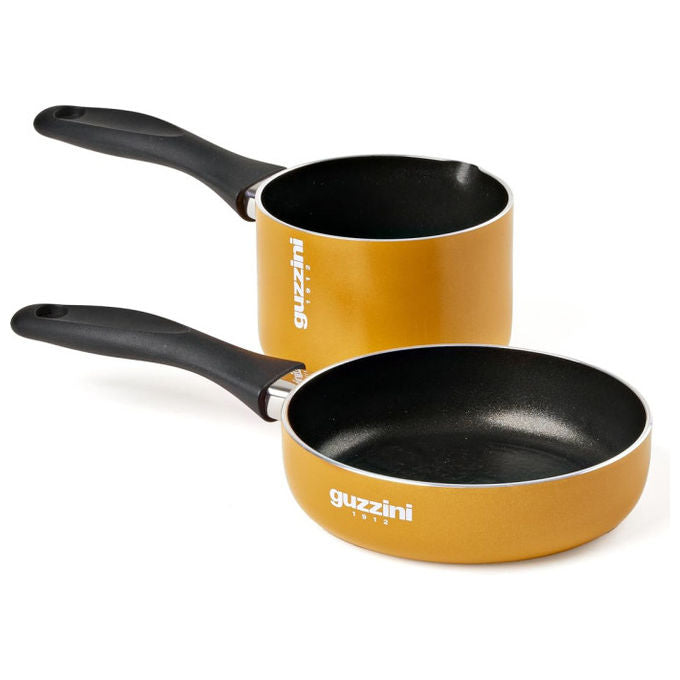 Guzzini set colazione padellino 16 cm e bollilatte 12 cm, CookandPlus, colore giallo