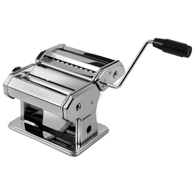 Reber P004 macchina manuale per pasta, sfogliatrice, taglio doppio 1,5 mm e 6 mm, acciaio inox, 8 spessori