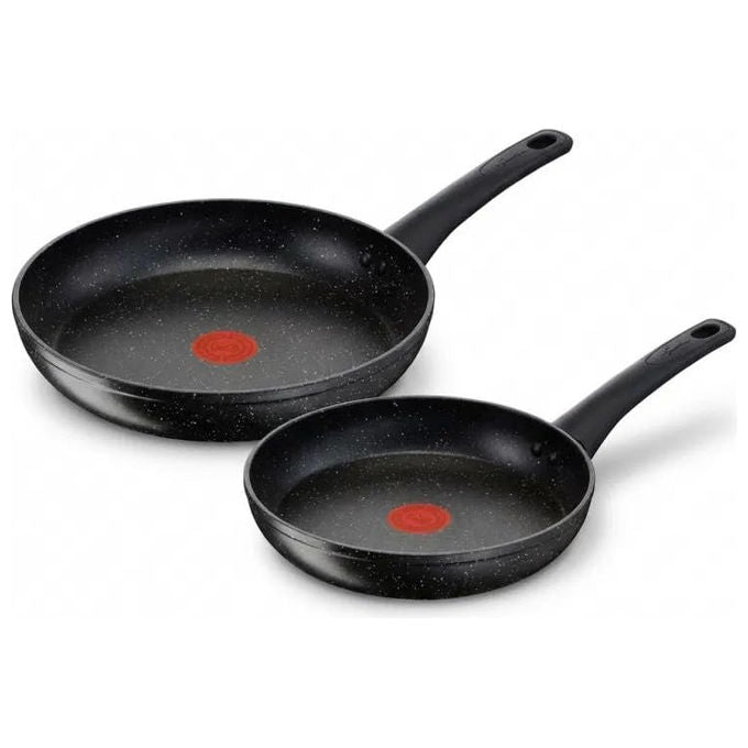 Lagostina set 2 padelle cucina facile, rivestimento mineralis antiaderente, Ø 24 e 28 cm, nero, gas elettrica vetroceramica