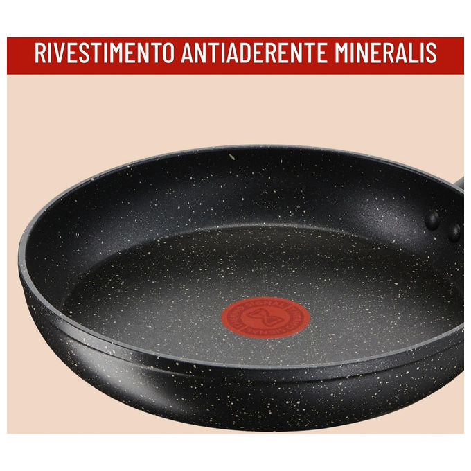 Lagostina set 2 padelle cucina facile, rivestimento mineralis antiaderente, Ø 24 e 28 cm, nero, gas elettrica vetroceramica