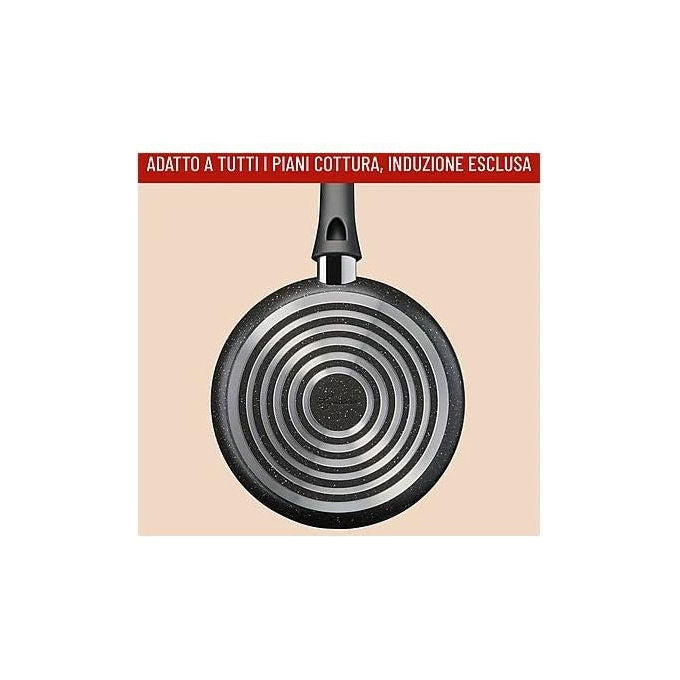 Lagostina set 2 padelle cucina facile, rivestimento mineralis antiaderente, Ø 24 e 28 cm, nero, gas elettrica vetroceramica