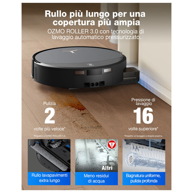 Ecovacs DEEBOT T90 Pro Omni robot aspirapolvere lavapavimenti, 30000 Pa, stazione omni, svuotamento automatico, nero
