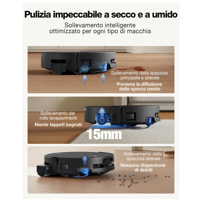 Ecovacs DEEBOT T90 Pro Omni robot aspirapolvere lavapavimenti, 30000 Pa, stazione omni, svuotamento automatico, nero