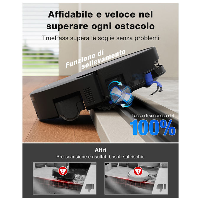 Ecovacs DEEBOT T90 Pro Omni robot aspirapolvere lavapavimenti, 30000 Pa, stazione omni, svuotamento automatico, nero