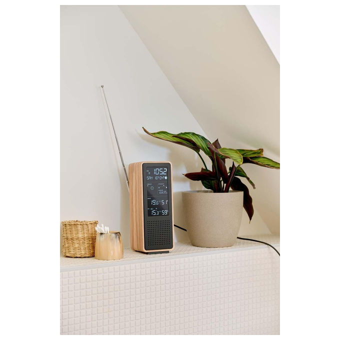 Thomson altoparlante Bluetooth e stazione meteo, 15W, Bluetooth 5.3, radio FM, sensore esterno wireless, orologio DCF, nero