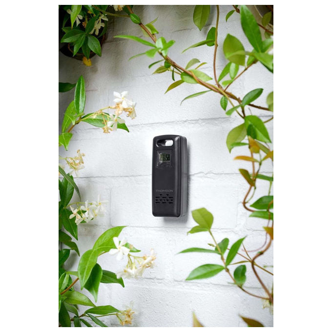 Thomson altoparlante Bluetooth e stazione meteo, 15W, Bluetooth 5.3, radio FM, sensore esterno wireless, orologio DCF, nero