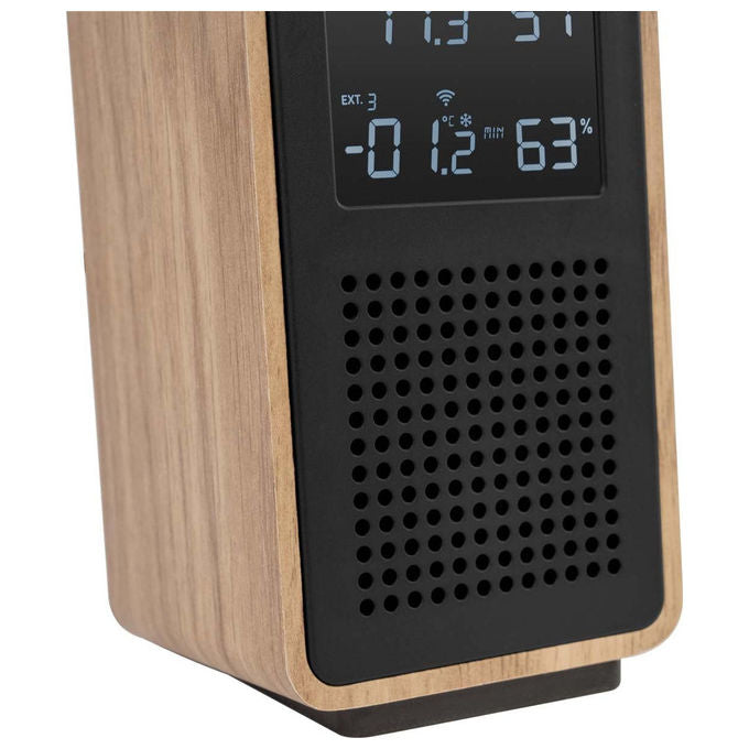 Thomson altoparlante Bluetooth e stazione meteo, 15W, Bluetooth 5.3, radio FM, sensore esterno wireless, orologio DCF, nero
