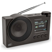 Thomson radiosveglia digitale DAB+ FM, RT400DABBT, altoparlante Bluetooth, doppia sveglia, USB MP3, AUX, batteria ricaricabile, nero