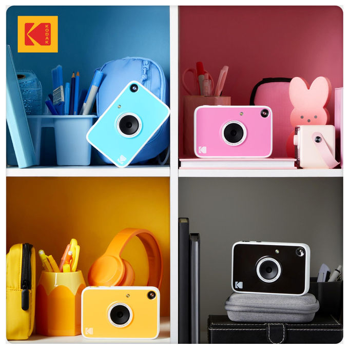 Kodak Printomatic+ fotocamera istantanea digitale, 10 MP, stampa Zink 2x3'', LED RGB, foto adesive senza inchiostro, nera