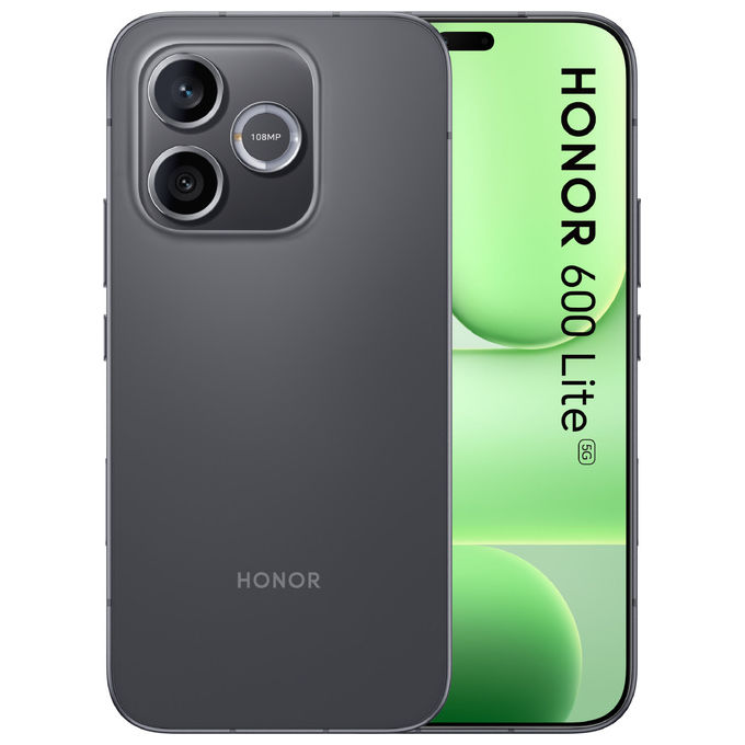 Honor 600 Lite bundle con Watch 2i, 6,6 pollici AMOLED 120Hz, 8 GB RAM, 256 GB, 108 MP, 5G, nero