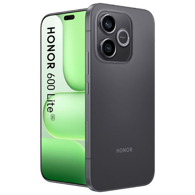 Honor 600 Lite bundle con Watch 2i, 6,6 pollici AMOLED 120Hz, 8 GB RAM, 256 GB, 108 MP, 5G, nero