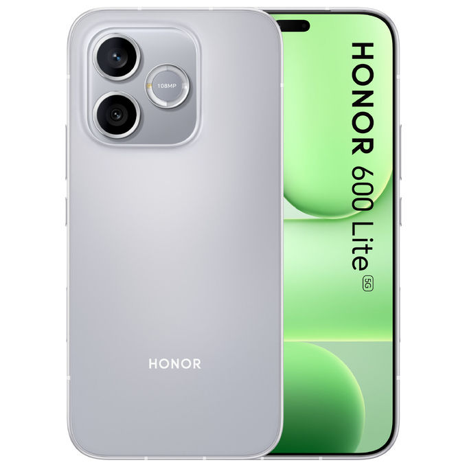 Honor 600 Lite bundle con Watch 2i, smartphone 6.6'' AMOLED, 8 GB RAM, 256 GB, 108 MP, 5G, Velvet Grey