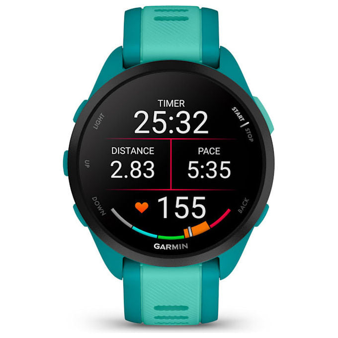 Garmin Forerunner 165 Music, smartwatch GPS, display AMOLED 1.2'', cardiofrequenzimetro, 43 mm, turchese