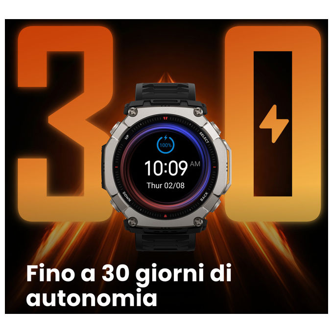 Amazfit T-Rex Ultra 2 smartwatch, cassa 51 mm titanio grado 5, display AMOLED, GPS dual-band, mappe precaricate, 30 giorni autonomia, nero