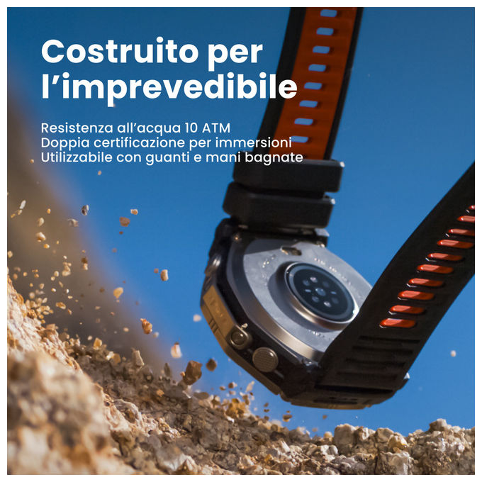 Amazfit T-Rex Ultra 2 smartwatch, cassa 51 mm titanio grado 5, display AMOLED, GPS dual-band, mappe precaricate, 30 giorni autonomia, nero