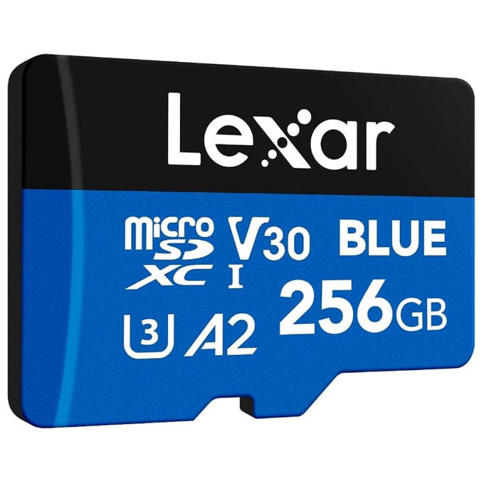 Lexar scheda microSDXC Blue Plus 256 GB, UHS-I U3 V30 A2, lettura fino a 170 MB-s, resistente acqua IPX7, con adattatore SD