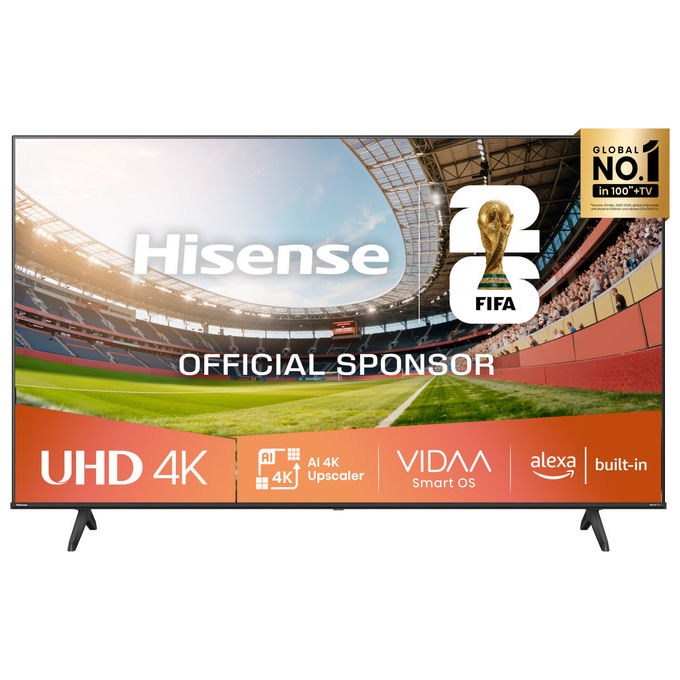 Hisense smart tv 43 pollici 4K ultra HD, 43A6Q, VIDAA, Dolby Vision, HDR10+, game mode plus, VRR, Wi-Fi, nero