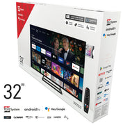 Tele System smart tv 32 pollici TS32FL SMG14, Android TV, DVB-T2-S2, tivu'sat HD, Google Assistant, Chromecast, 12V-220V, camper e barca