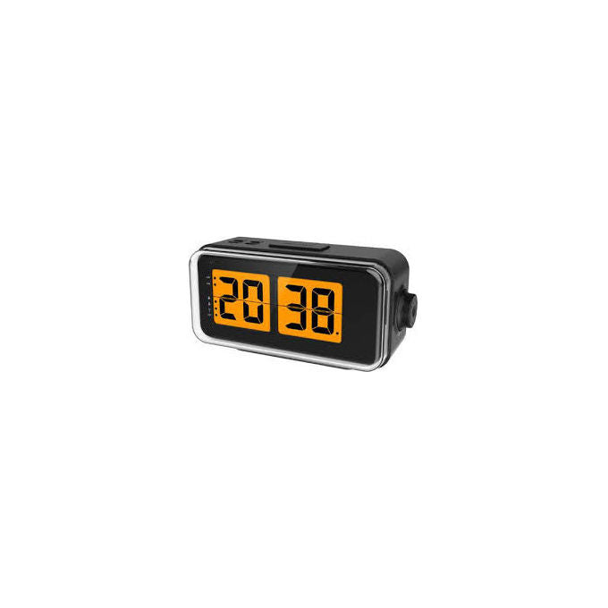 Lowell sveglia digitale radiocontrollata JD9042N, doppio allarme con snooze, sensore crepuscolare, calendario, temperatura, nera