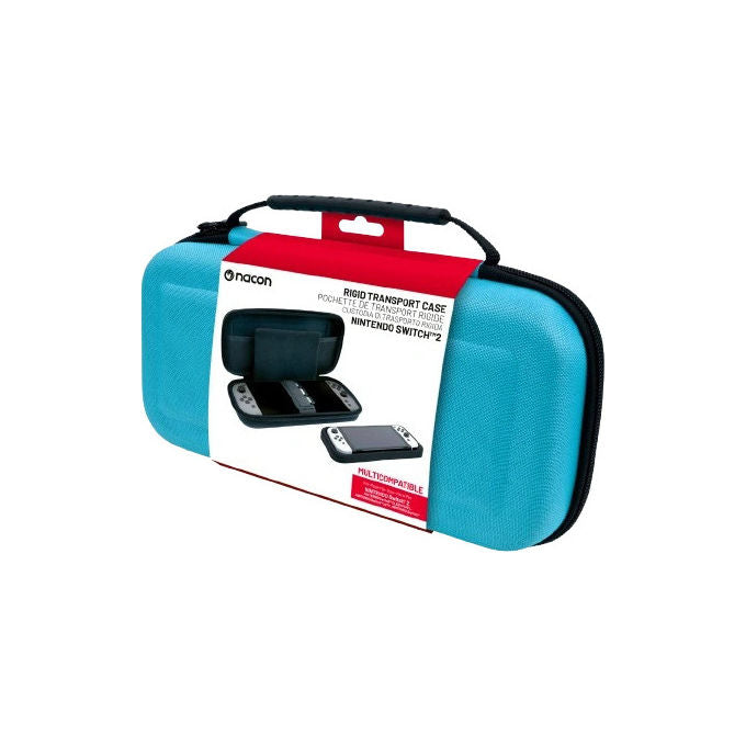 Nacon custodia rigida da trasporto per Nintendo Switch 2 e Switch, taglia L, blu, antiurto e antigraffio, scomparti giochi e Micro SD