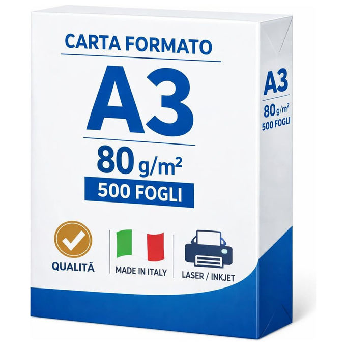 Multioffice risma di carta A3 per stampante, 75 g-m², 500 fogli, carta bianca per ufficio